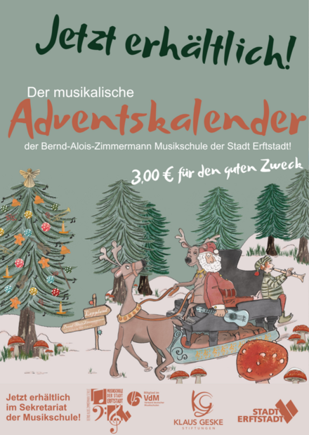 Plakat zum musikalischen Adventskalender der Musikschule Erftstadt